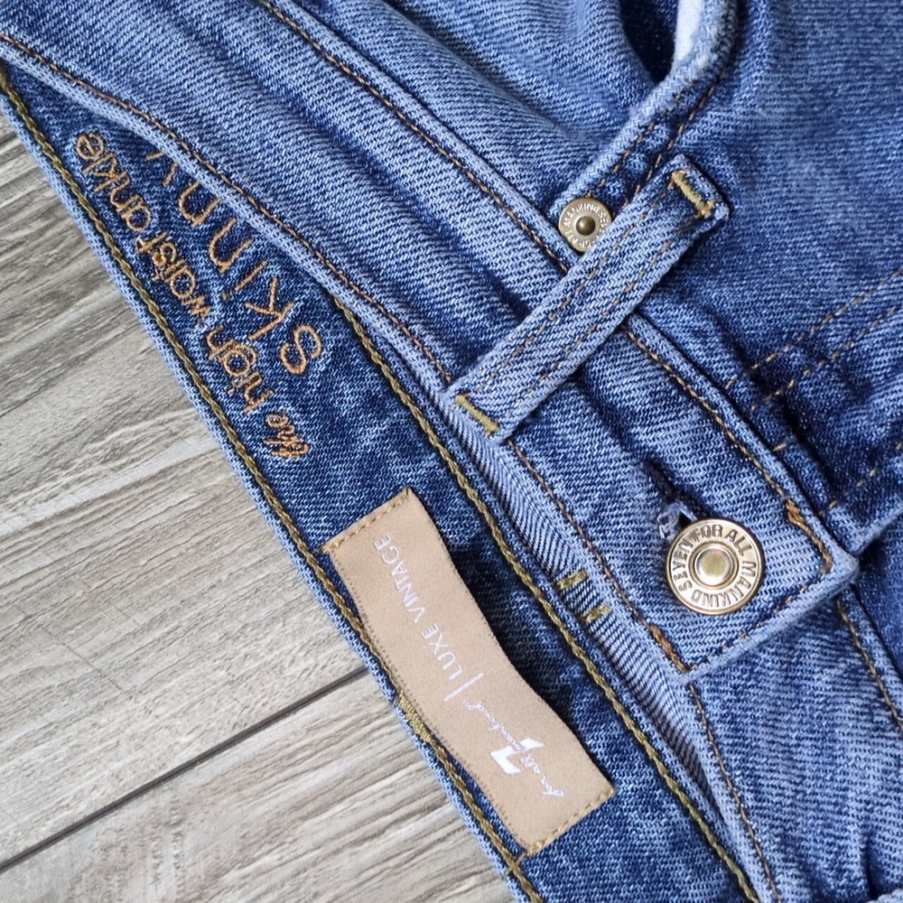 7 For All Mankind Luxe Vintage High Waisted Ankle Skinny Jeans Size 26 - Picture 3 of 6